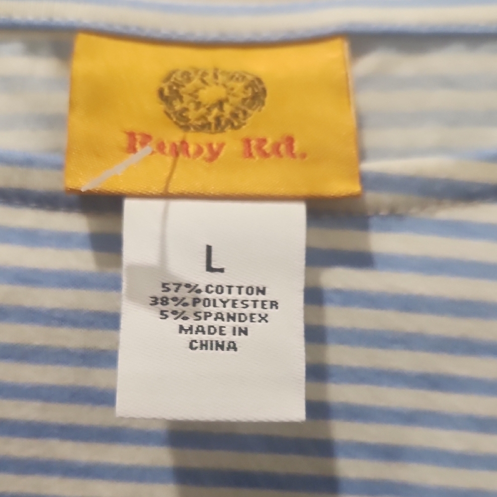 Ruby Rd. Blue and White Script Long Sleeve Top - Picture 6 of 9